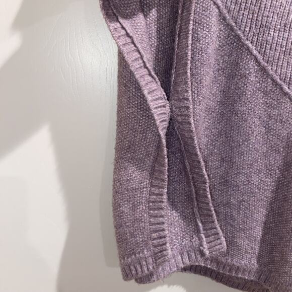 LOFT Wool Sweater Poncho XS/S Purple Pullover Crew Cable Knit Cape Fall Winter - Picture 5 of 8